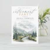 Mountain Green Watercolor Einfaches Party für die Einladung (Stehend Vorderseite)