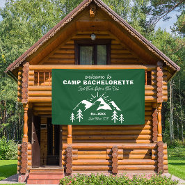 Mountain Green White Camp Bachelorette Willkommen Banner