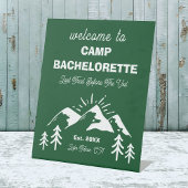 Mountain Green White Camp Bachelorette Willkommen Sockelschild