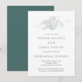 Mountain Green & White Wedding Probe Dinner Einladung (Vorne/Hinten)