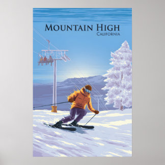 Mountain High California Skigebiet Reiseplakat Poster