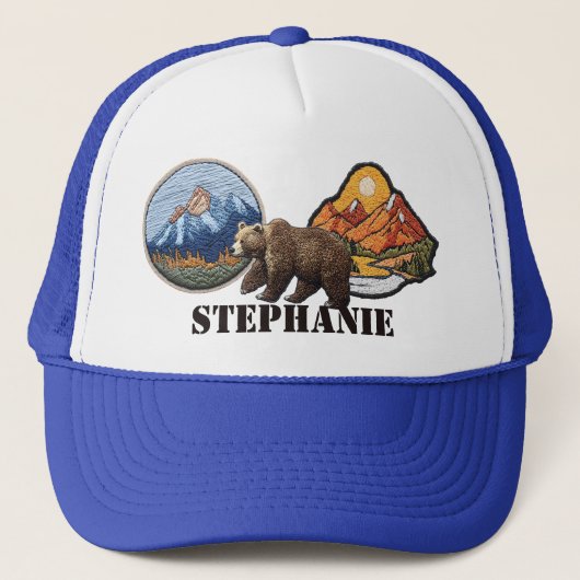 Mountain Imitats Patches Bären Personalisierte Ges Truckerkappe (Vorderseite)