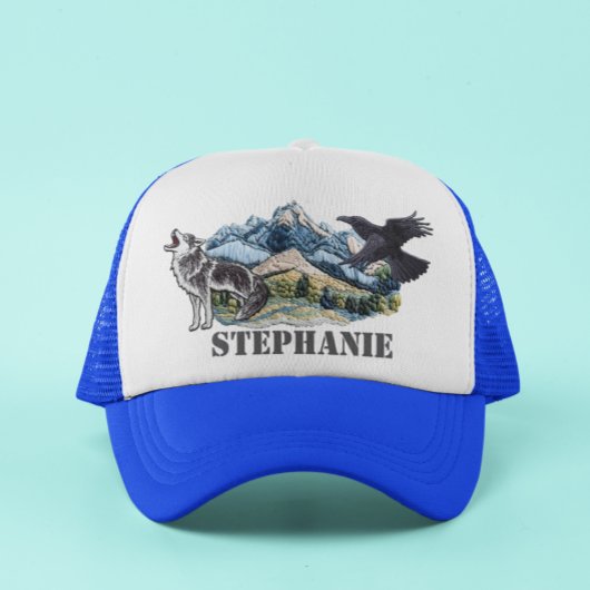 Mountain Imitats Patches Wolf Raven Personalisiert Truckerkappe