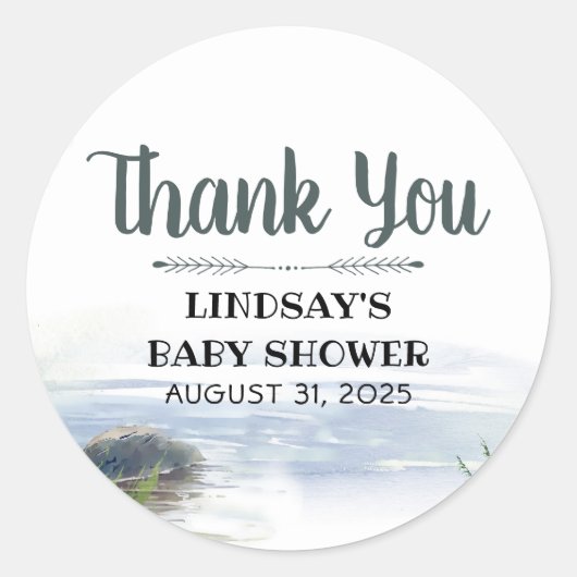 Mountain Lake Adventure Danke Runder Aufkleber (Vorderseite)