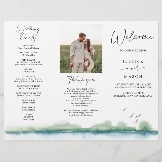 Mountain Lake Dreifaltiges Hochzeitsprogramm (Vorne)