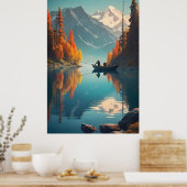 Mountain Lake Fishing Nature Poster (Küche)
