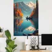 Mountain Lake Fishing Nature Poster (Heimbüro)