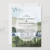 Mountain Lake Forest Foto QR Code Außenhochzeit Einladung (Vorderseite)