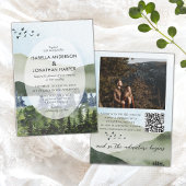 Mountain Lake Forest Foto QR Code Außenhochzeit Einladung