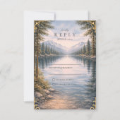 Mountain Lake Forest Reflection Wedding RSVP Karte (Vorderseite)