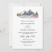 Mountain Lake Forest Rustic Budget QR Code Wedding Einladung (Vorderseite)
