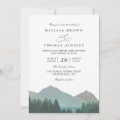 Mountain Lake Forest Trees Pine QR Code Wedding Einladung (Vorderseite)