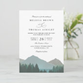 Mountain Lake Forest Trees Pine QR Code Wedding Einladung (Stehend Vorderseite)