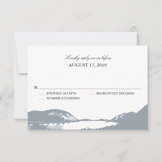 Mountain Lake Gray | Hochzeit RSVP (Vorderseite)