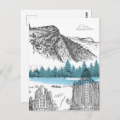 Mountain Lake Lodge Illustration Nature Scenery Postkarte (Vorne/Hinten)