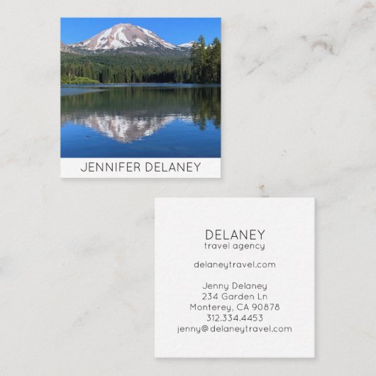Mountain Lake Nature Foto Reisen Quadratische Visitenkarte (Vorne/Hinten)