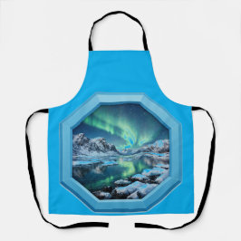 Mountain Lake Reflects No. Lights in Blue Frame Schürze