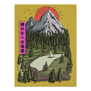 Mountain Lake Serenity: Sonnenuntergang-Abenteuer Poster