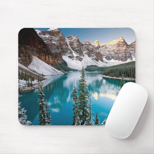 Mountain Lake Snow Scene Mouse Pad Mousepad (Mit Mouse)