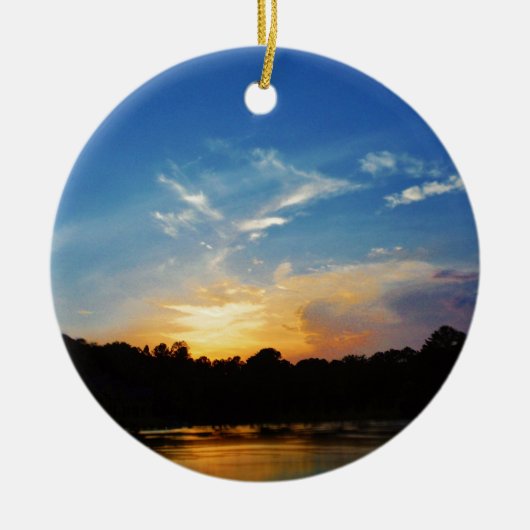 Mountain Lake Sunset Keramik Ornament (Vorne)