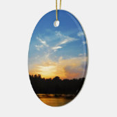 Mountain Lake Sunset Keramik Ornament (Links)