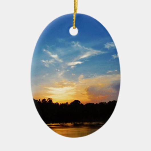 Mountain Lake Sunset Keramik Ornament (Vorne)