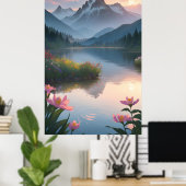Mountain Lake Sunset Poster (Heimbüro)