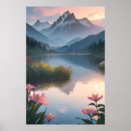 Mountain Lake Sunset Poster (Vorne)