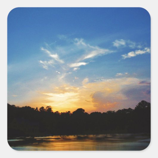 Mountain Lake Sunset Quadratischer Aufkleber (Vorderseite)