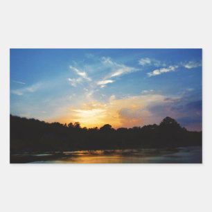 Mountain Lake Sunset Rechteckiger Aufkleber