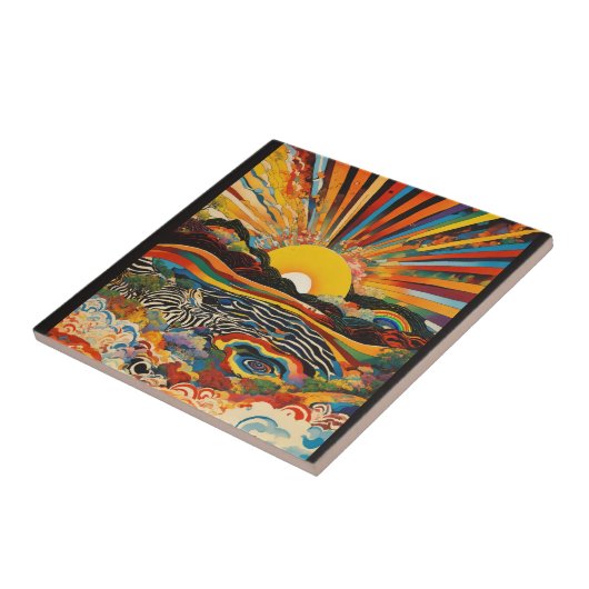 Mountain Lake Sunset Retreat Fliese (Seite)