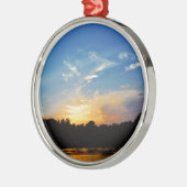 Mountain Lake Sunset Silbernes Ornament (Links)