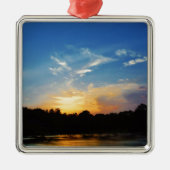 Mountain Lake Sunset Silbernes Ornament (Vorne)