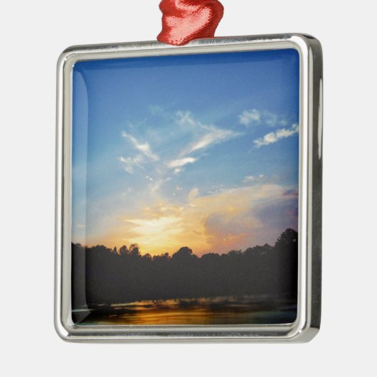 Mountain Lake Sunset Silbernes Ornament (Links)