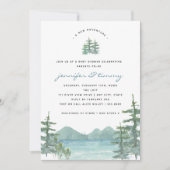 Mountain Lake Theme Wassercolor Babydusche Einladung (Vorderseite)