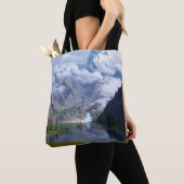 Mountain Lake Wasserfall digitale Kunst 3D Illustr Tasche (Von Nahem)