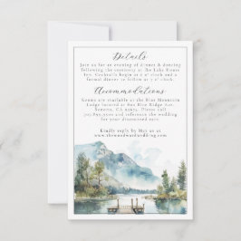 Mountain Lake Watercolor Forest Trees Save the Dat RSVP Karte