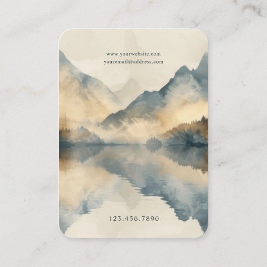 Mountain Lake Watercolor Schmuckkarte Visitenkarte (Rückseite)