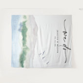 Mountain Lake Wedding Backdrop Foto Stand Wandteppich (Vorderseite (Horizontal))