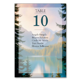 Mountain Lake Wedding Guest List Card Tischnummer