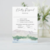 Mountain Lake Wedding RSVP Card Einladung (Stehend Vorderseite)