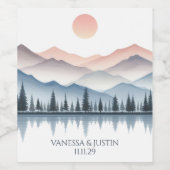 Mountain Lake Wedding Weinetikett (Einzelnes Label)