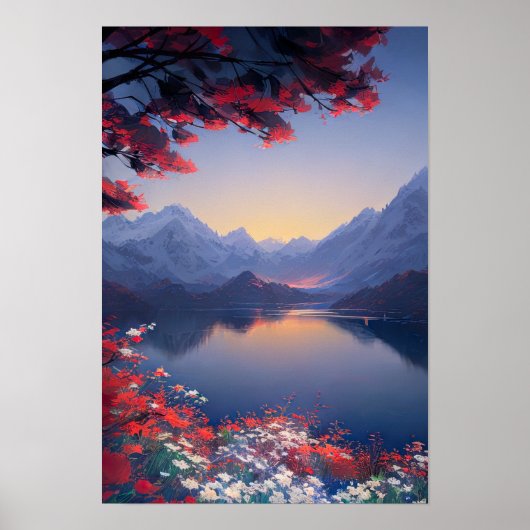 Mountain Lake's Floral Symphony Poster (Vorne)