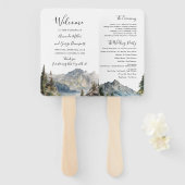 Mountain lakeside forest wedding program fan fächer (Vorne und Hinten)