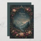 Mountain Landscape and Floral Arch Wedding Einladung (Vorne/Hinten)