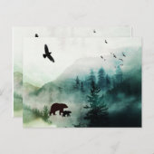 Mountain Landscape Bears Birds Forest Postkarte (Vorne/Hinten)