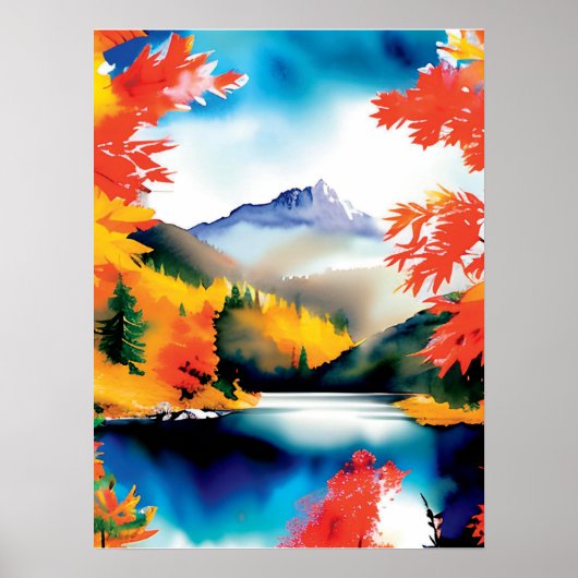 Mountain Landscape Illustration  Poster (Vorne)