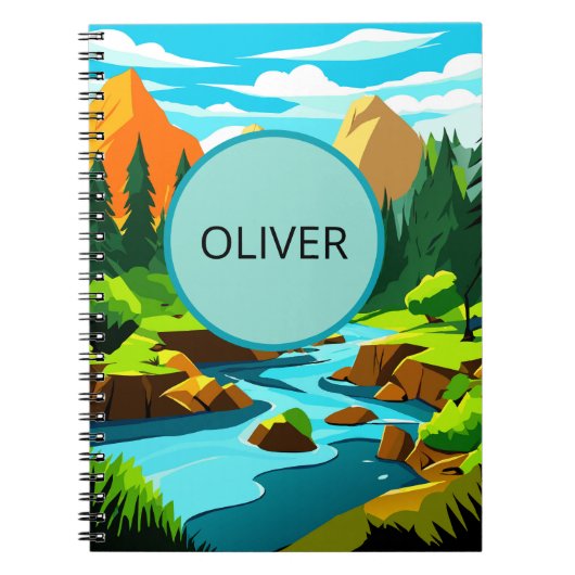 Mountain Landscape Notebook, Oliver Adventure Note Notizblock (Vorderseite)