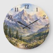 Mountain Landscape Wall Clock — Nature-Inspired De Große Wanduhr (Vorderseite)