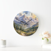 Mountain Landscape Wall Clock — Nature-Inspired De Große Wanduhr (Zuhause)